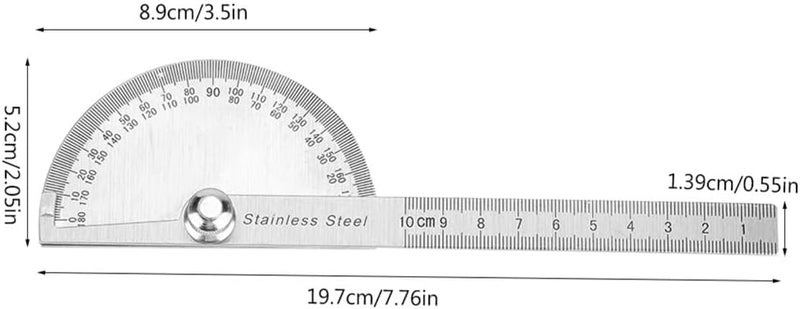 Chiffonade Stainless Steel Protractor 0-180° Round Head Protractor, Angle Finder with Rotary Arm,100mm Machinist Measuring Tool for Woodworking & Metalworking - Image 5